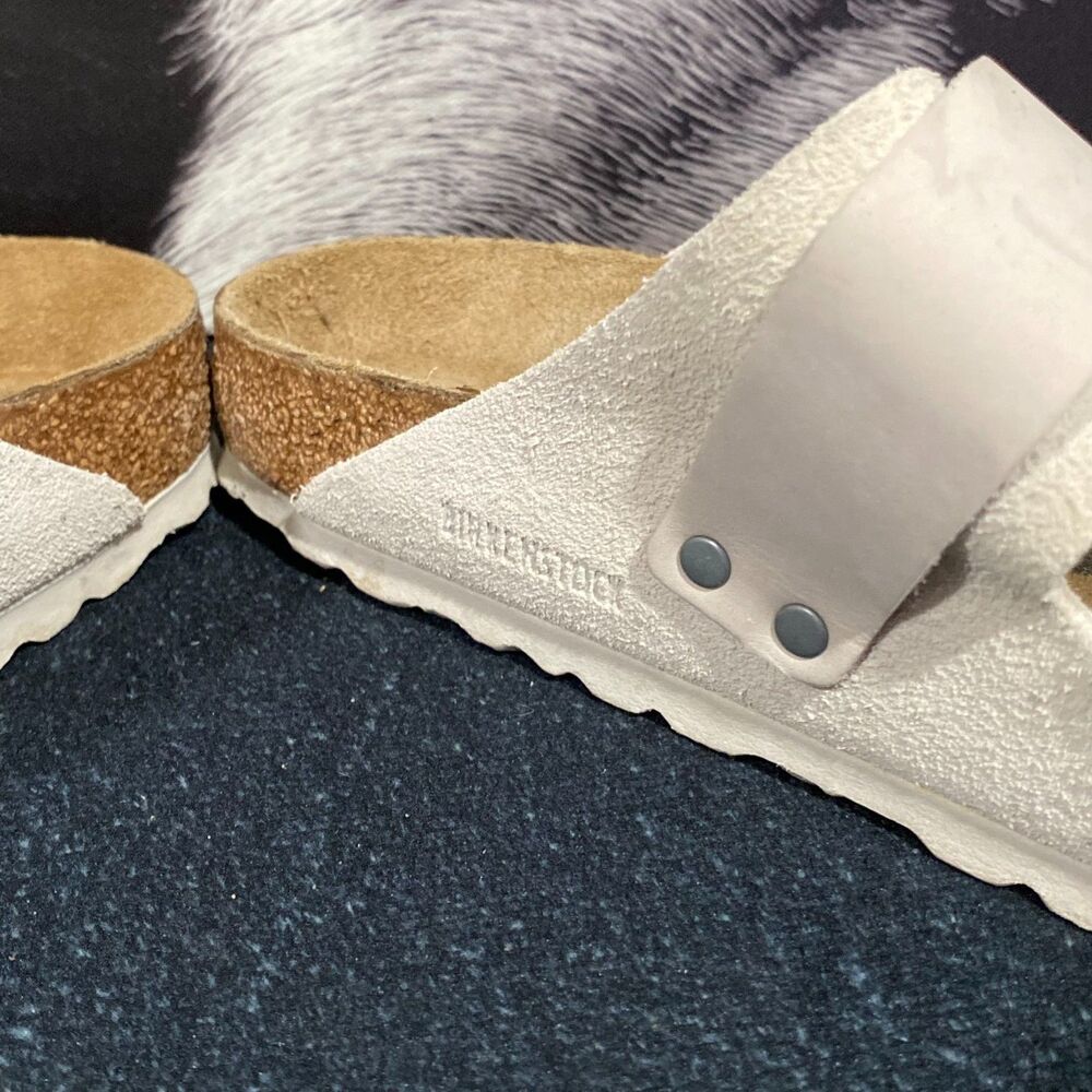 Birkenstock Uji 1024800 Slide Sandal Unisex M4/W6 White Suede Slip-On Casual - Picture 3 of 9